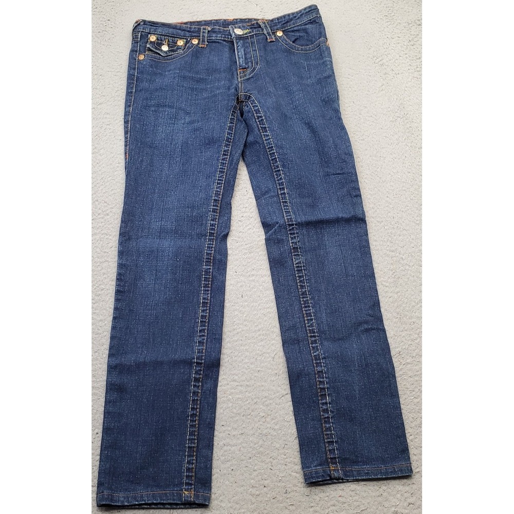 True Religion Jeans Womens 31 Blue Denim Medium Wash Streetwear Straight Leg USA